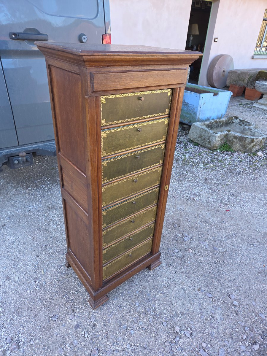 Early Oak Cardboard Box, Notary's Style, Early 1900s-photo-5
