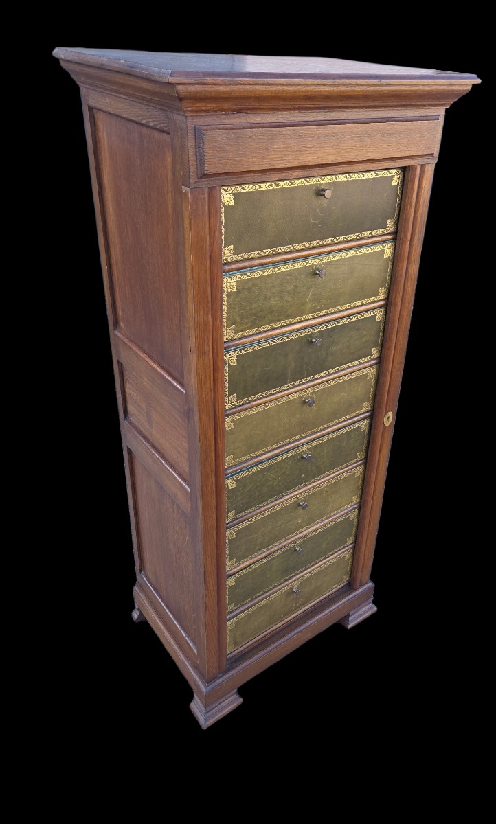 Early Oak Cardboard Box, Notary's Style, Early 1900s