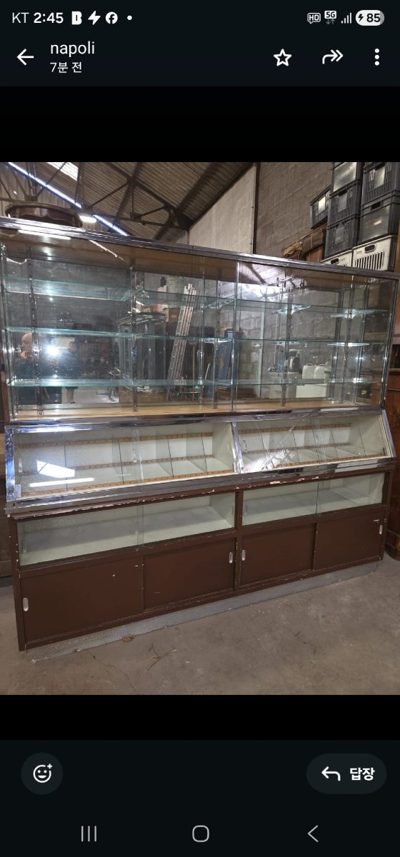 Ancien meuble vitrine d'épicerie en forme de buffet scriban des années 30-photo-1