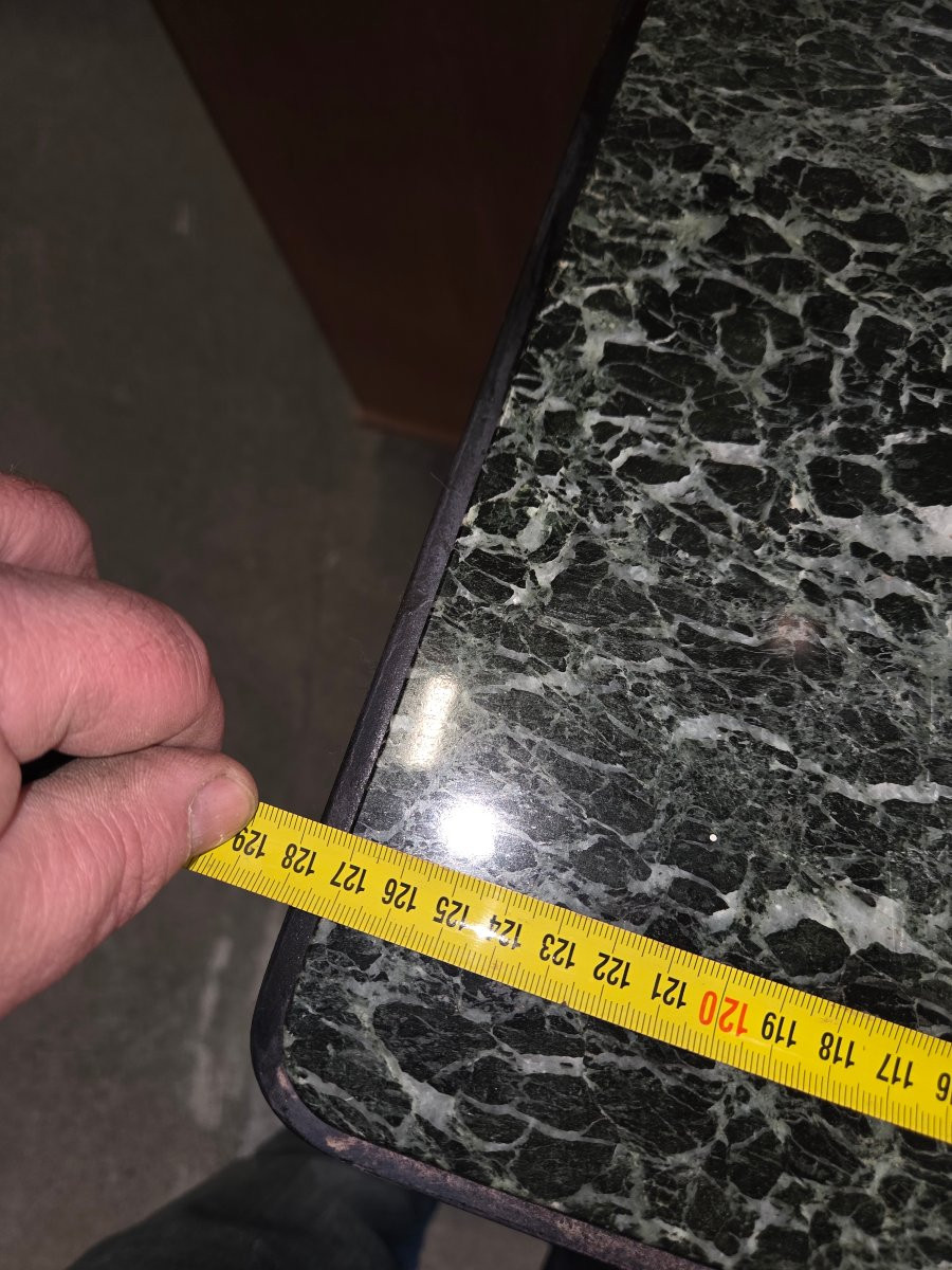 Wrought Iron Console Table From The 1920s With A Green Marble Top-photo-6