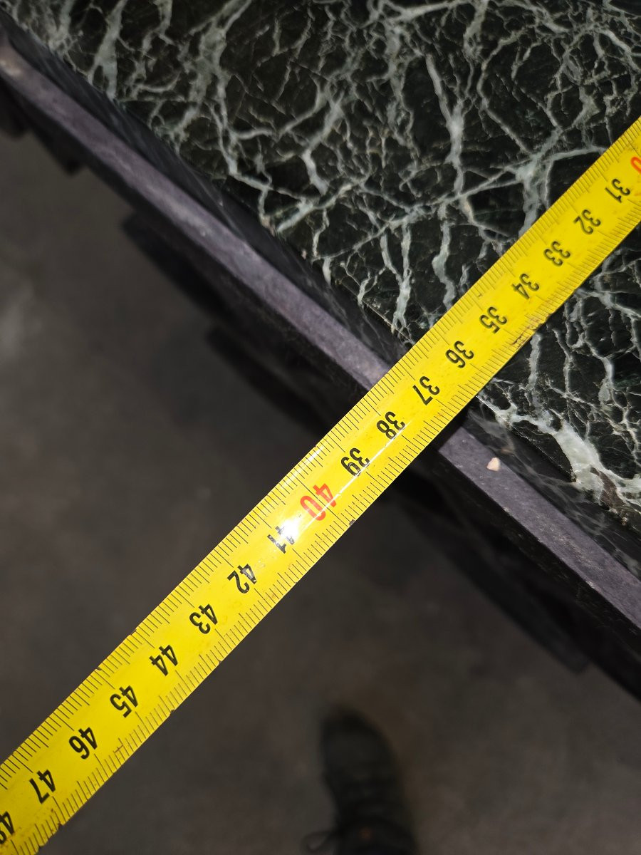 Wrought Iron Console Table From The 1920s With A Green Marble Top-photo-8