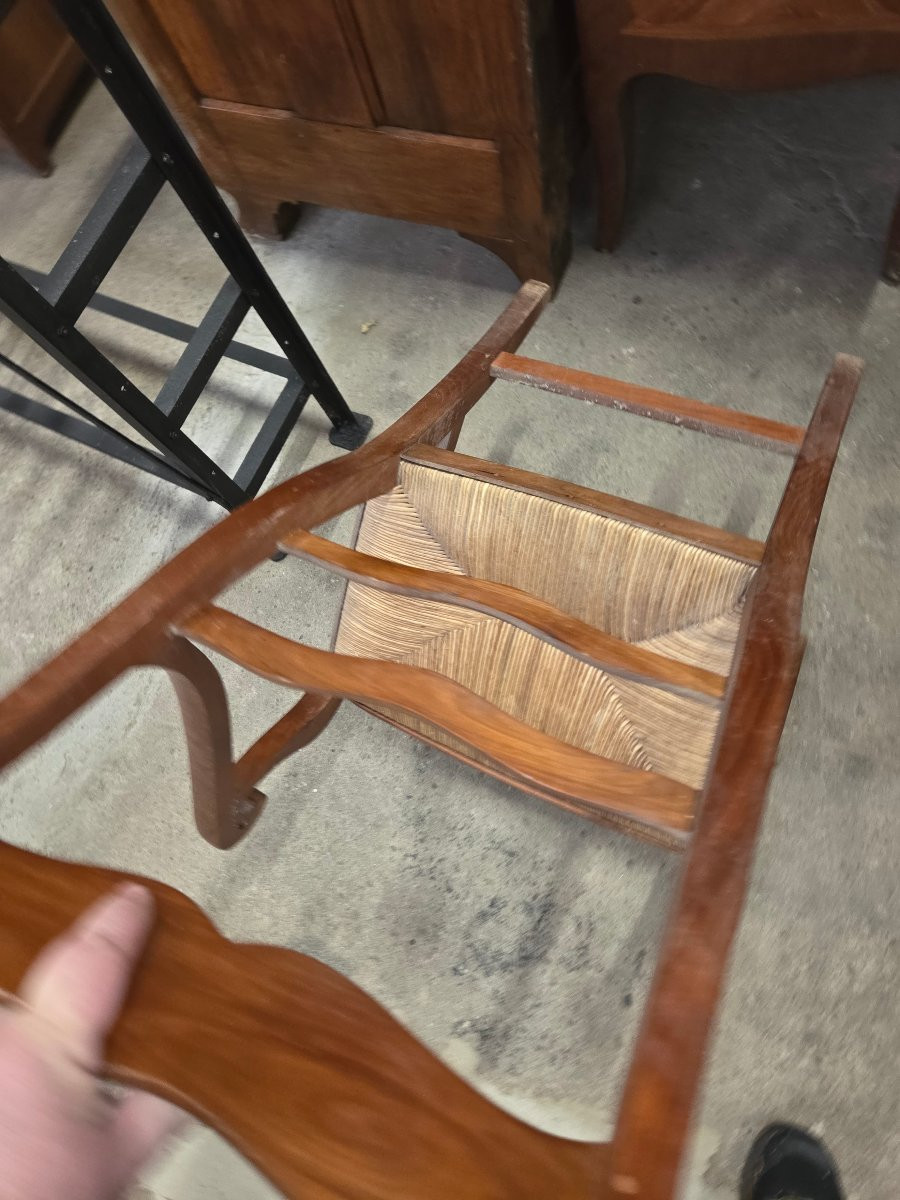 Fauteuil restauration en merisier assise en paille-photo-3