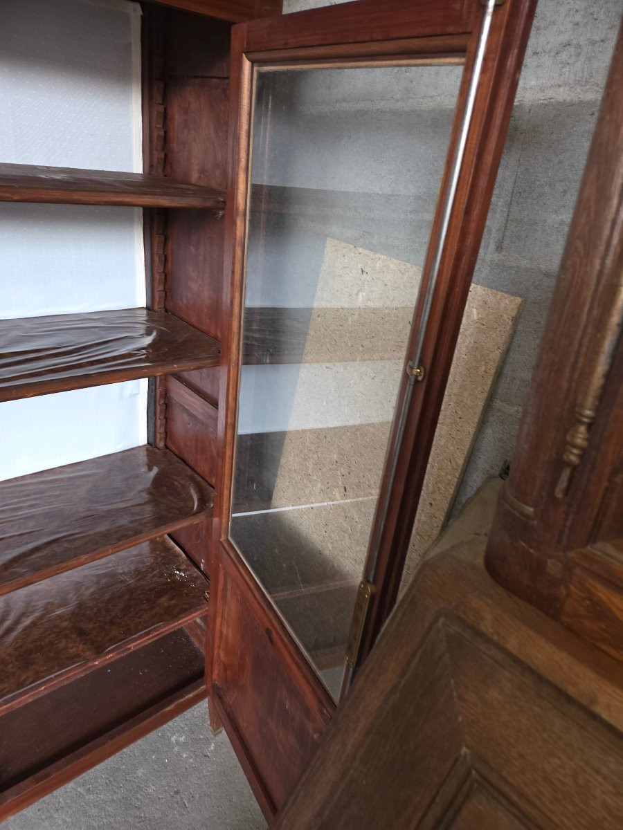 Vitrine 2 portes en bois fruitier de style des années debut 1900-photo-3