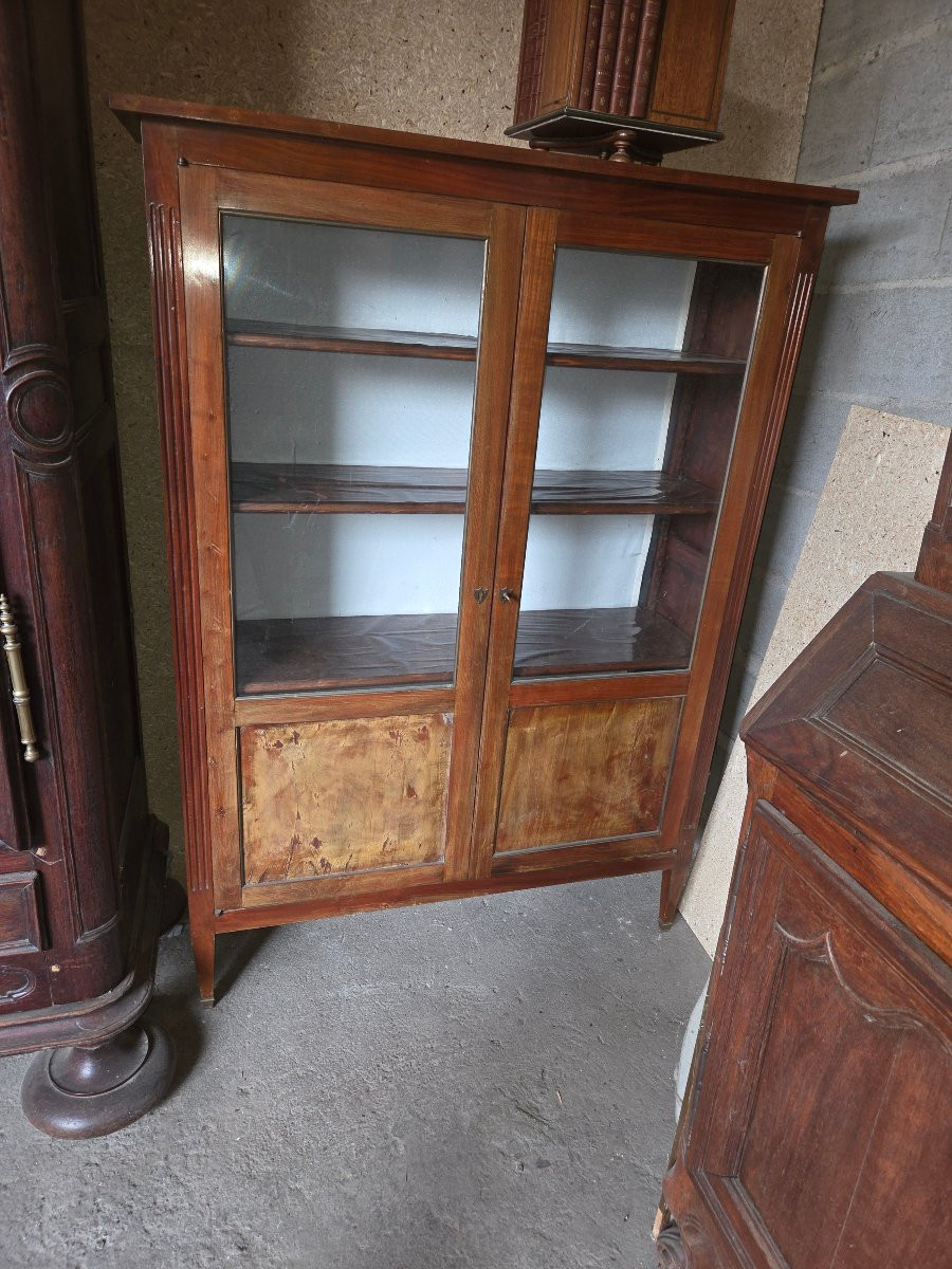 Vitrine 2 portes en bois fruitier de style des années debut 1900-photo-1