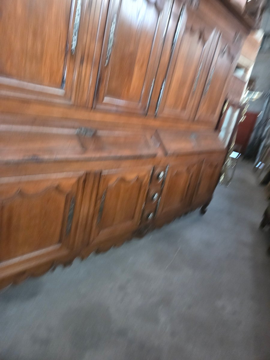 Rare Early 19th-century Lorraine Oak Sideboard/scriban With Eight Double Drop-front Doors, From The Nancy Region. -photo-3