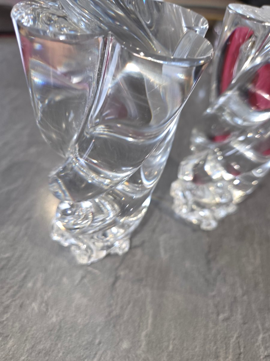 Pair Of Baccarat Crystal Candlesticks From The 1950s, Aladin Model-photo-5
