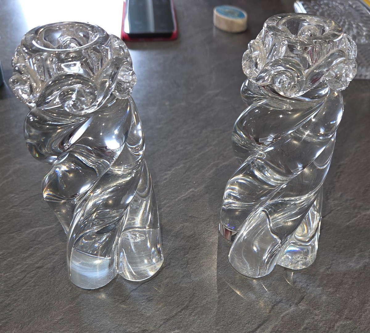 Pair Of Baccarat Crystal Candlesticks From The 1950s, Aladin Model