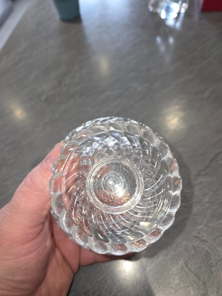 Sucrier en cristal de Baccarat modèle Bambou des années 60-photo-3