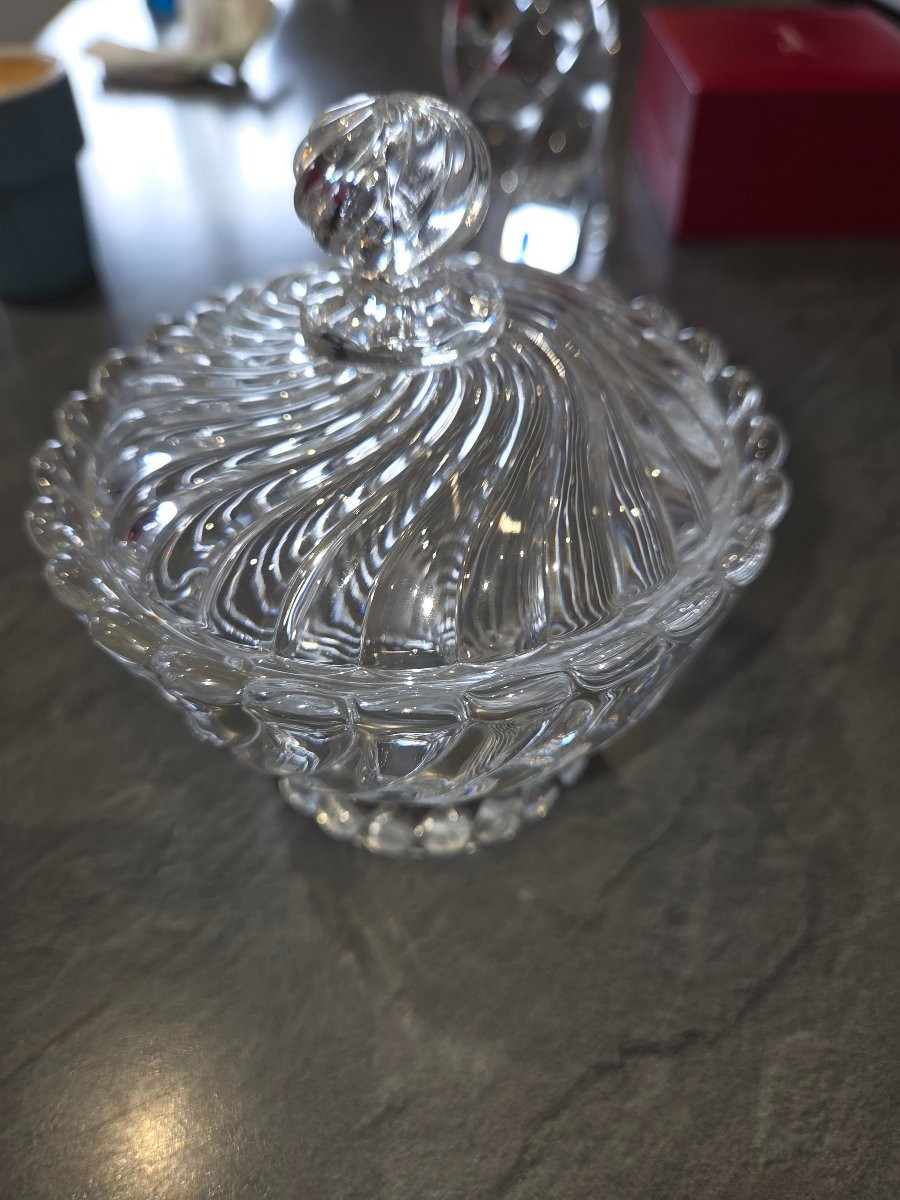 Sucrier en cristal de Baccarat modèle Bambou des années 60-photo-4