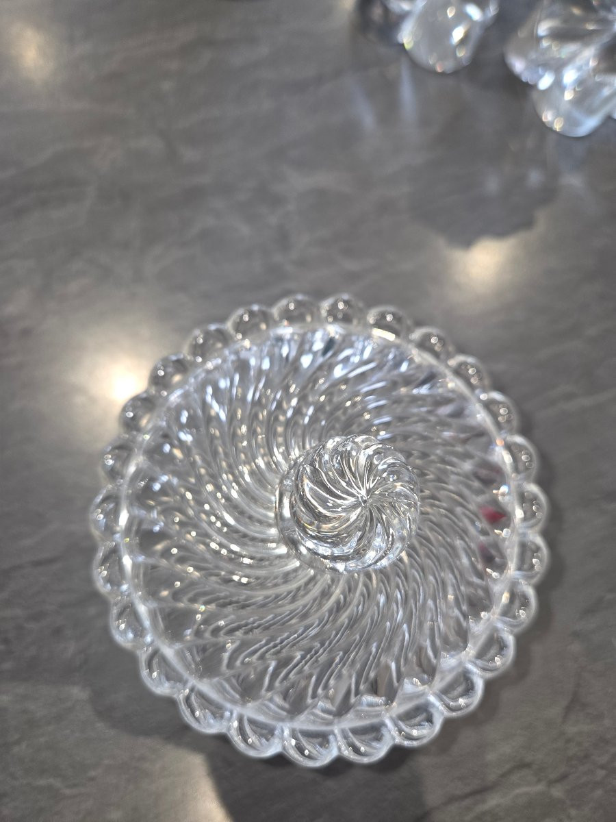 Sucrier en cristal de Baccarat modèle Bambou des années 60-photo-6