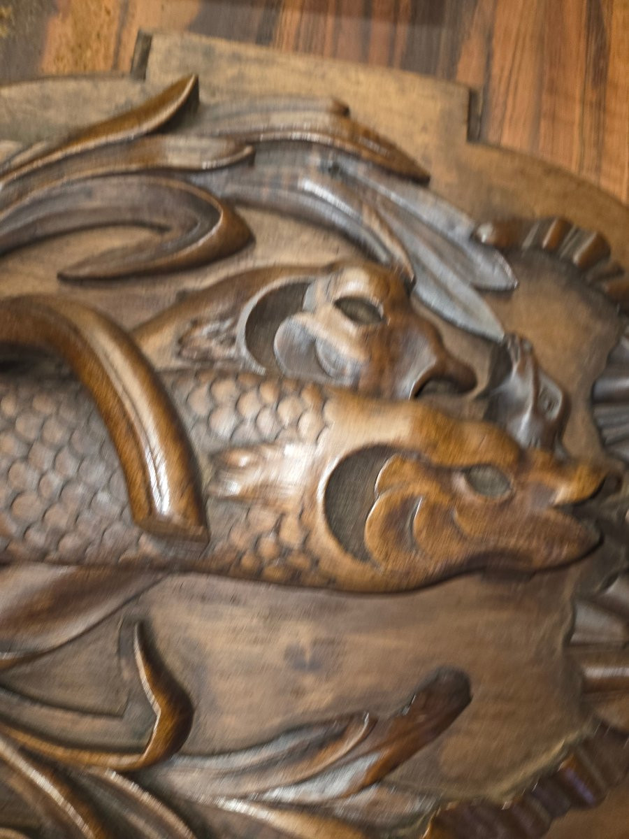 2 trophées dr chasse et pêche en bois sculpté debut 20eme -photo-3