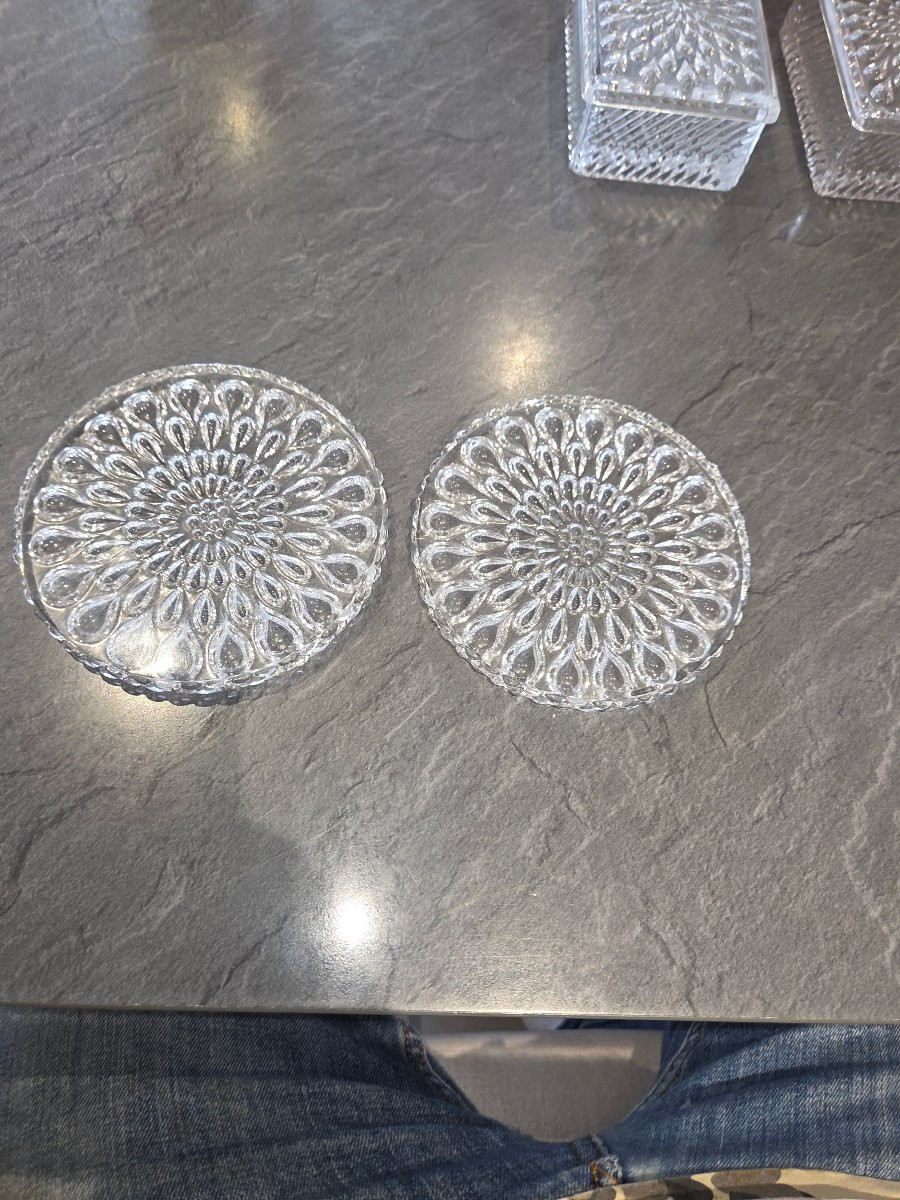 2 dessous de bouteille en cristal de Baccarat modèle aux gouttes des années 60-photo-3