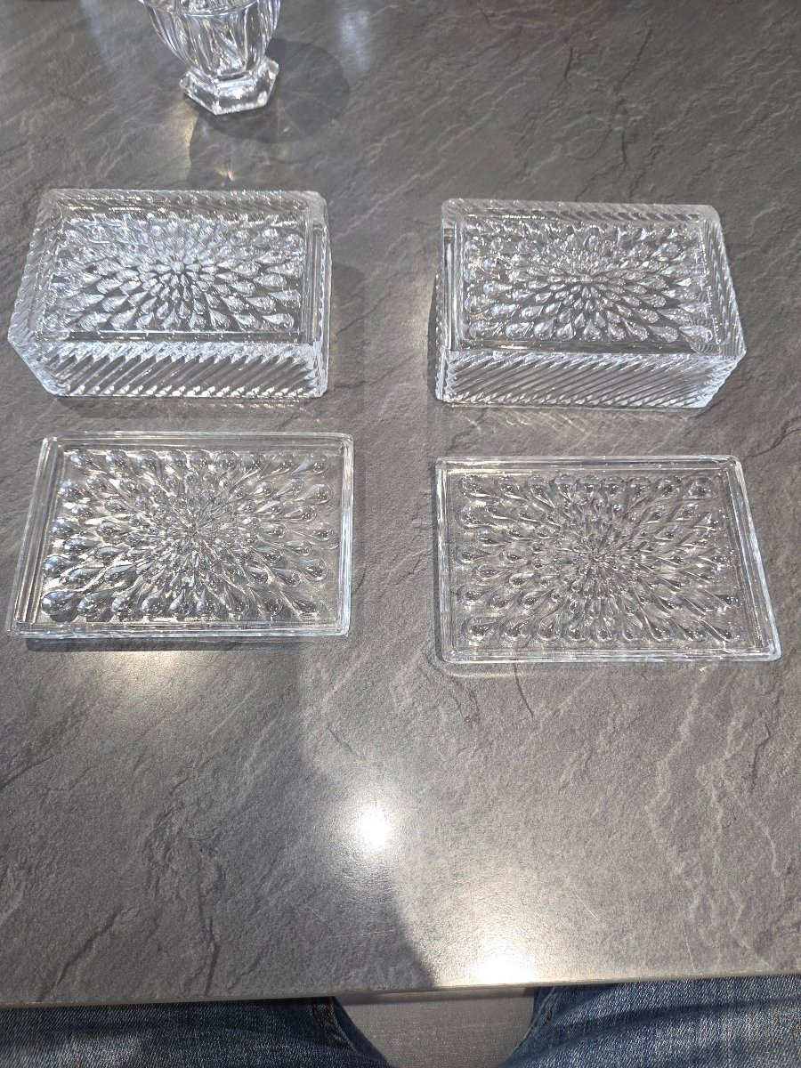 2 Baccarat Crystal Boxes, Drop Pattern, From The 1960s-photo-4