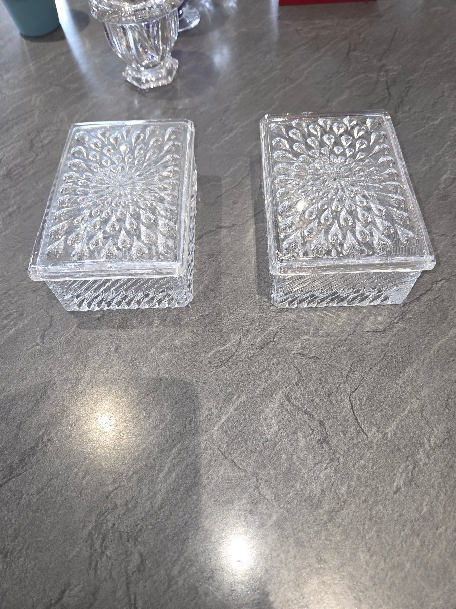 2 Baccarat Crystal Boxes, Drop Pattern, From The 1960s-photo-5