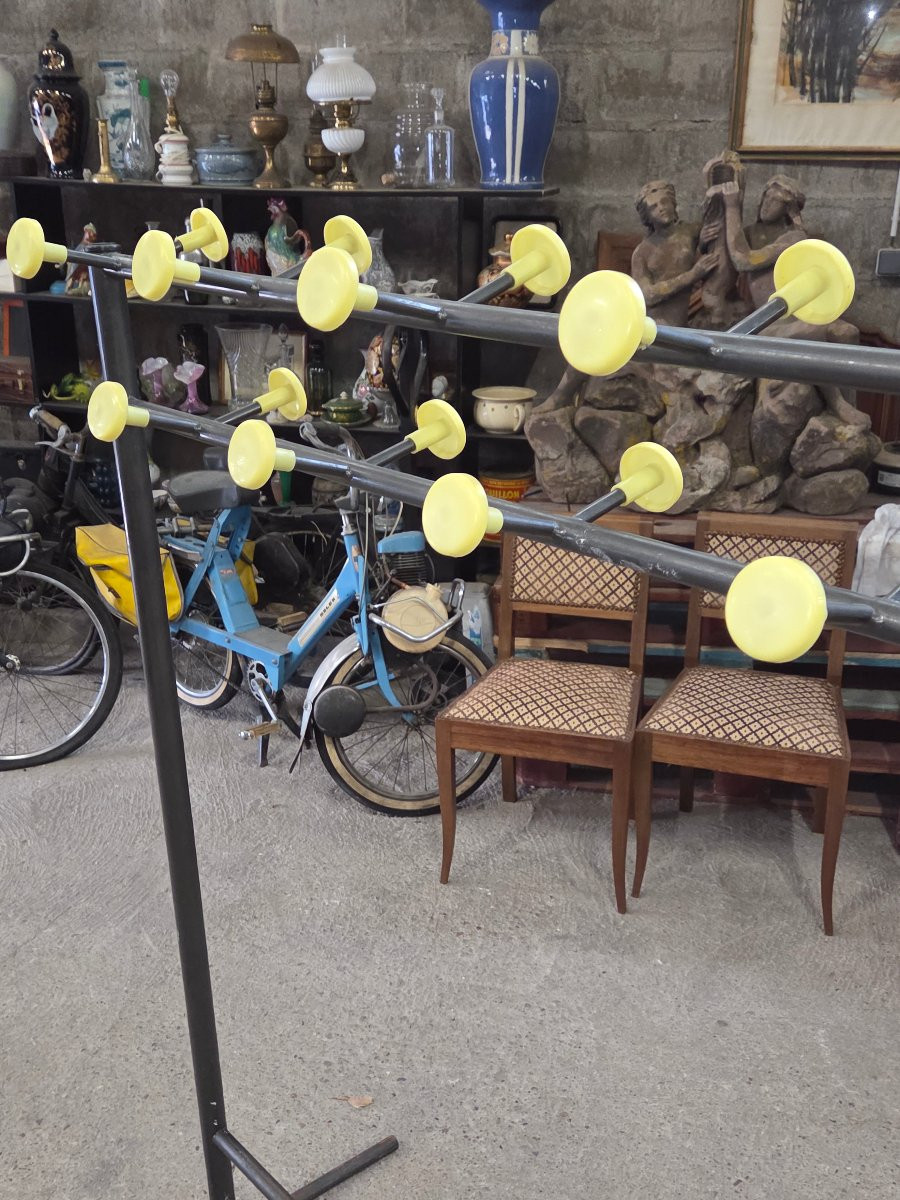 School Locker From The 70s Made Of Metal With Yellow Plastic Hooks-photo-5