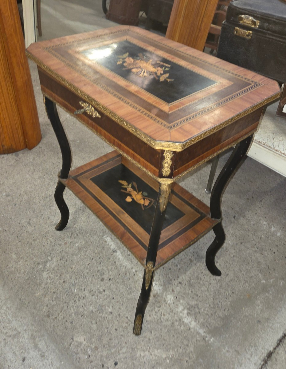 Travailleuse Napoléon III  en marqueterie 