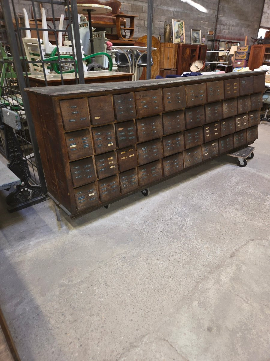 Meuble de quincaillerie a 40 tiroirs du debut 20eme -photo-2