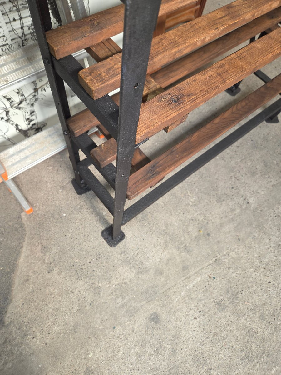 Etagere en bois et metal du debut 20eme servant a affiner les fromages -photo-3