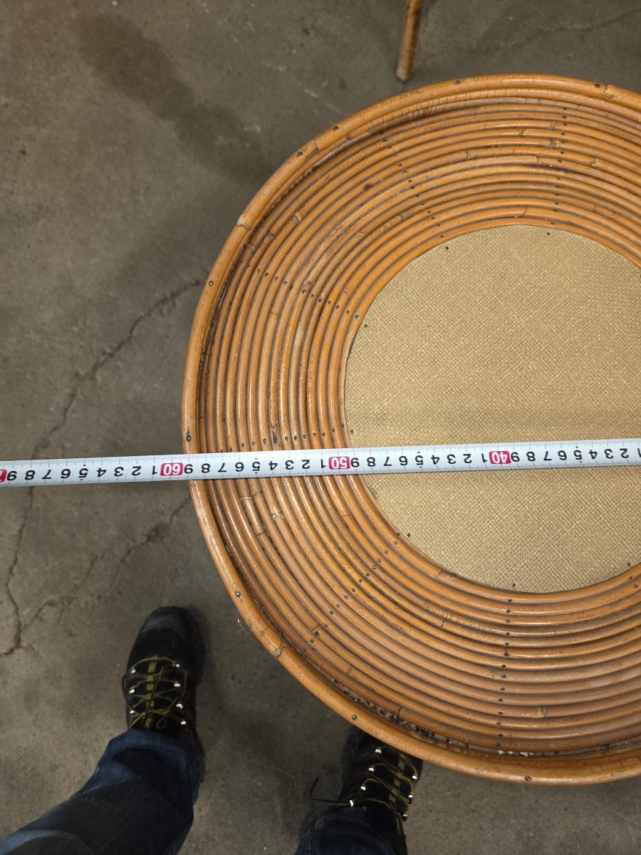 Bar a roulettes en rotin des années 60-photo-3