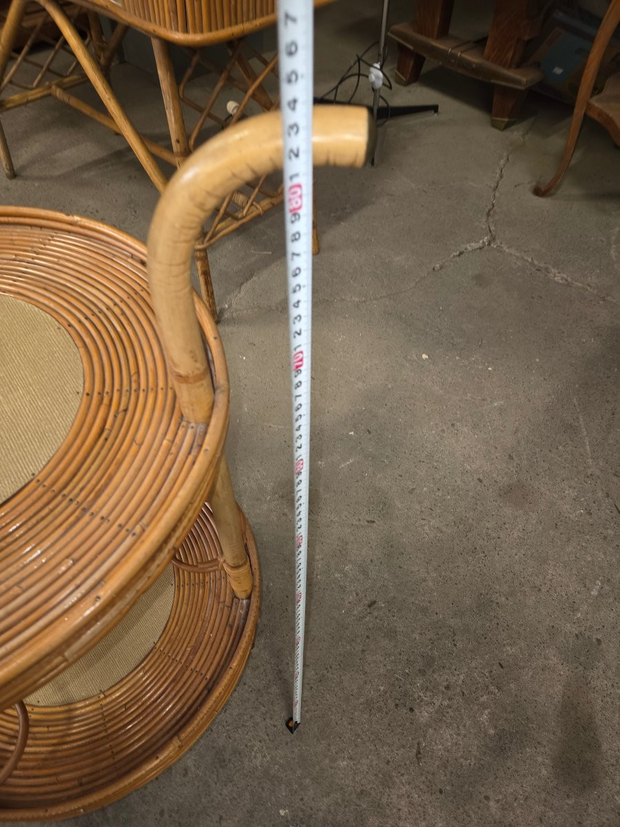 Bar a roulettes en rotin des années 60-photo-4