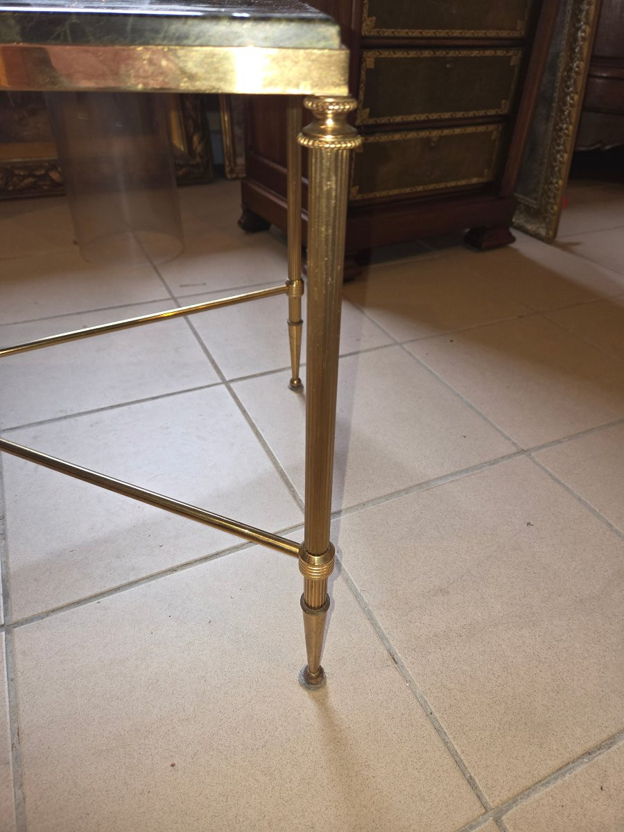 Table basse en laiton et marbre vert des années 60 maison Bagues Paris -photo-2