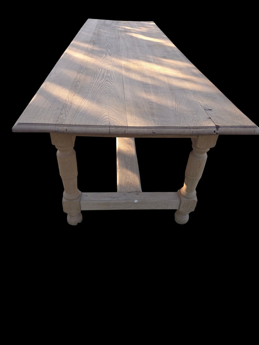 Tres grande table en chêne de la 1ere partie du 20eme siècle  sablée -photo-1