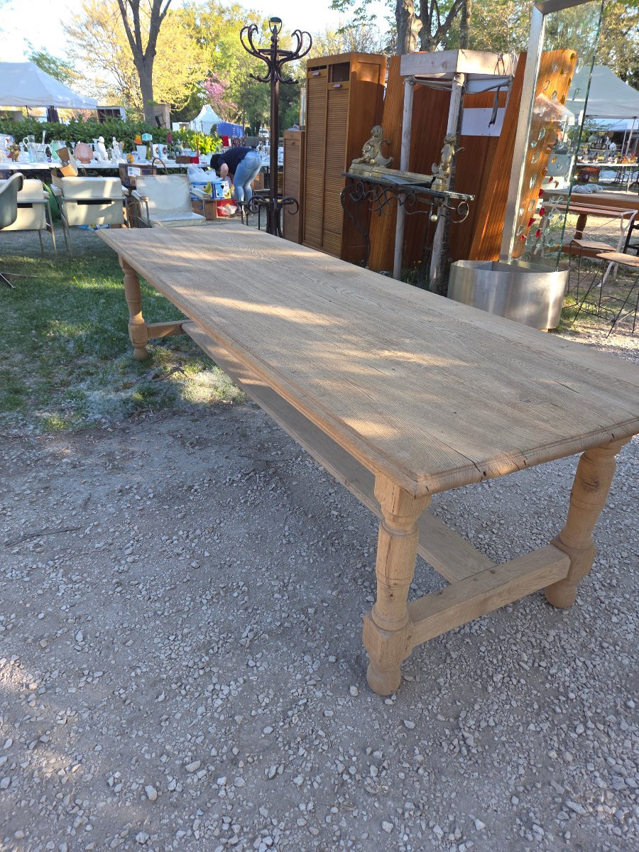 Tres grande table en chêne de la 1ere partie du 20eme siècle  sablée -photo-2