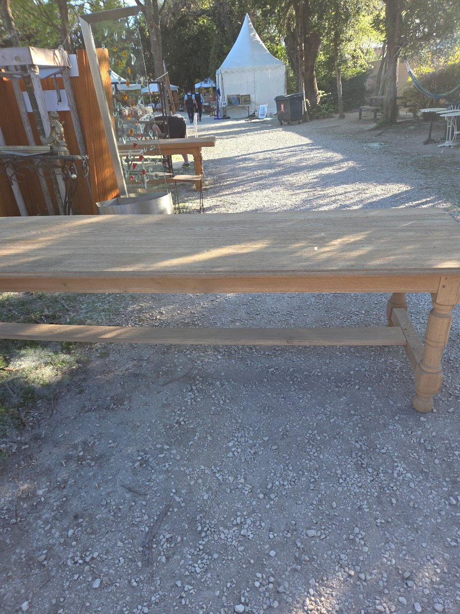 Tres grande table en chêne de la 1ere partie du 20eme siècle  sablée -photo-3