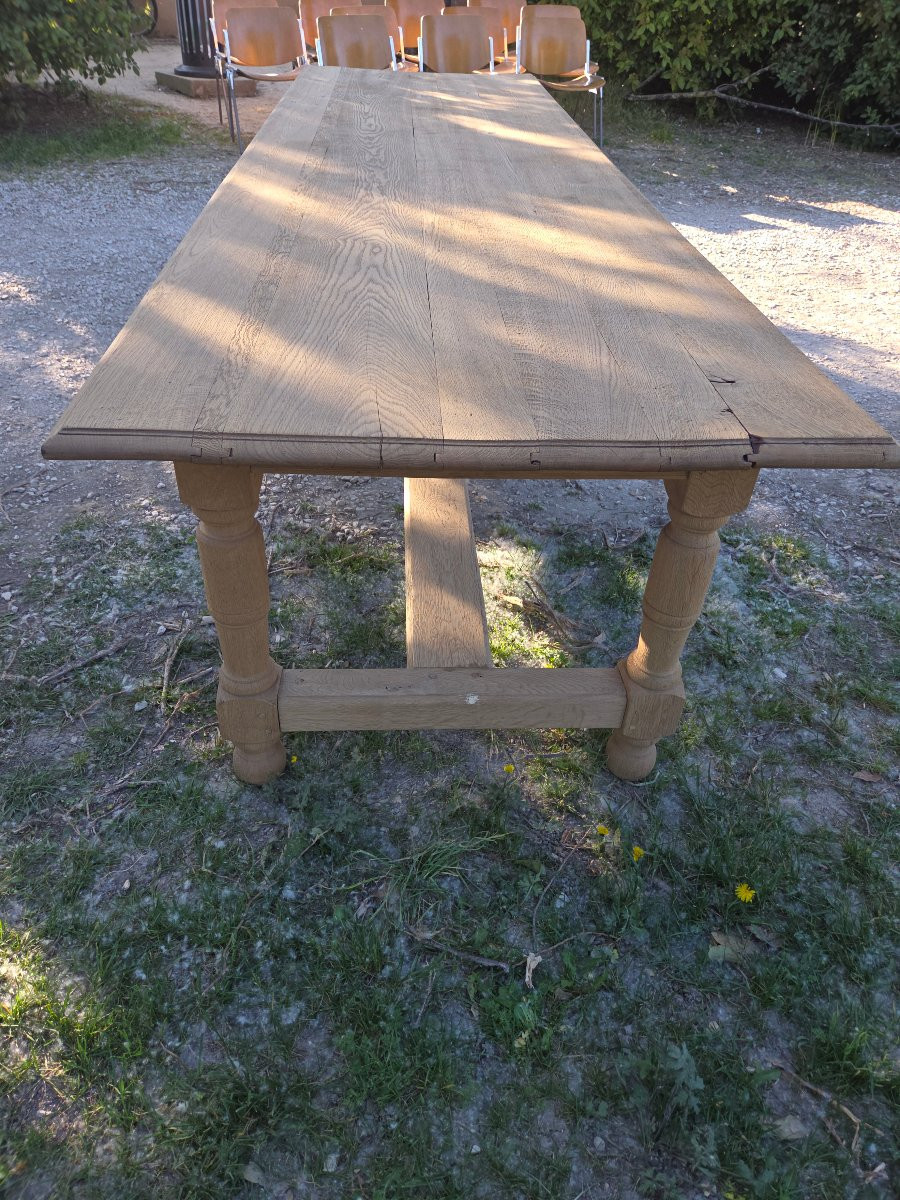 Tres grande table en chêne de la 1ere partie du 20eme siècle  sablée -photo-7