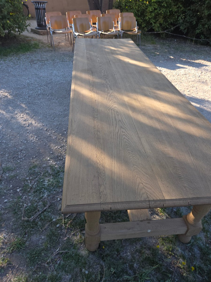 Tres grande table en chêne de la 1ere partie du 20eme siècle  sablée -photo-8