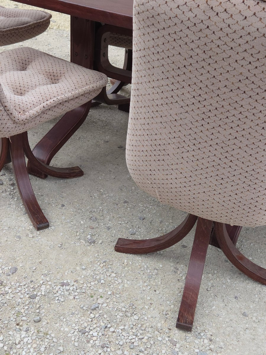 Scandinavian Table And 6 Swivel Chairs From The 70's-photo-3