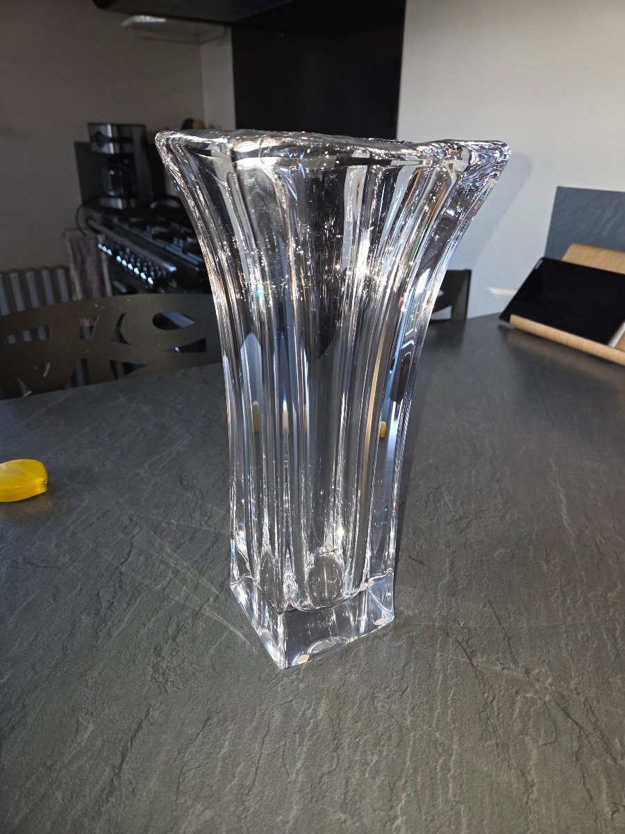 Grand vase en cristal des années 50 de Vannes le Chatel-photo-1