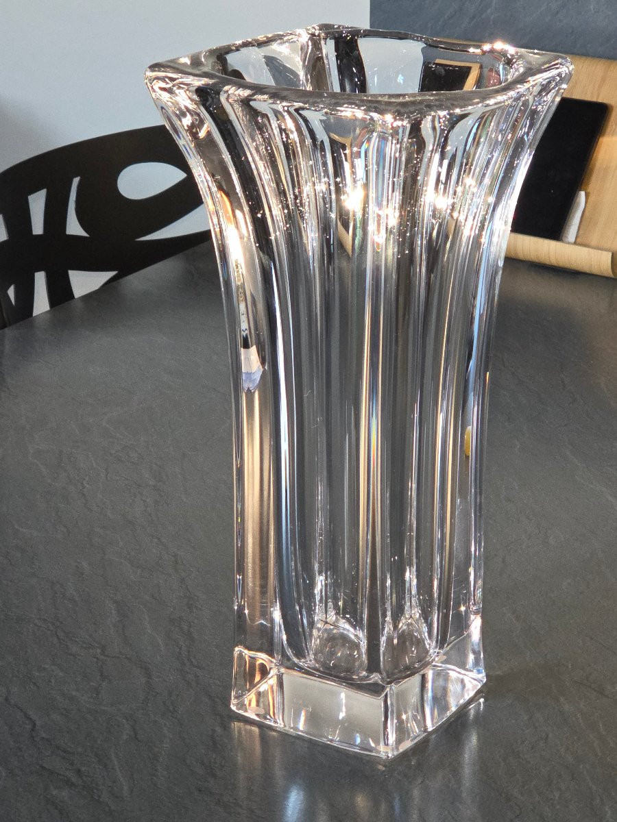 Grand vase en cristal des années 50 de Vannes le Chatel-photo-3