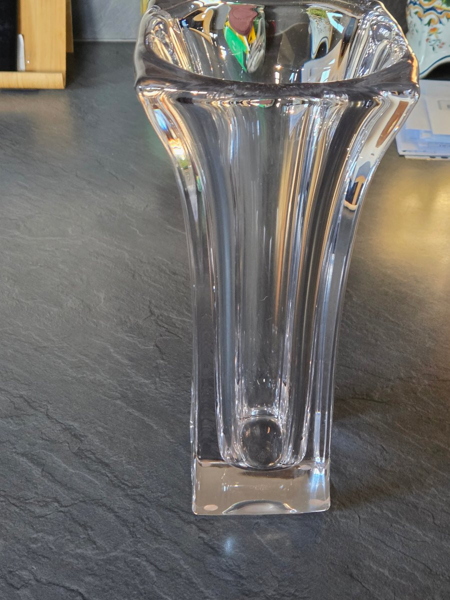 Grand vase en cristal des années 50 de Vannes le Chatel-photo-5
