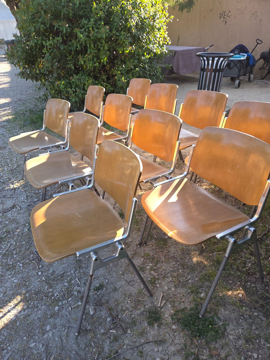 Set Of 11 Dsc 106 Chairs - Gian Carlo Piretti - Castelli 1970 Edition-photo-5