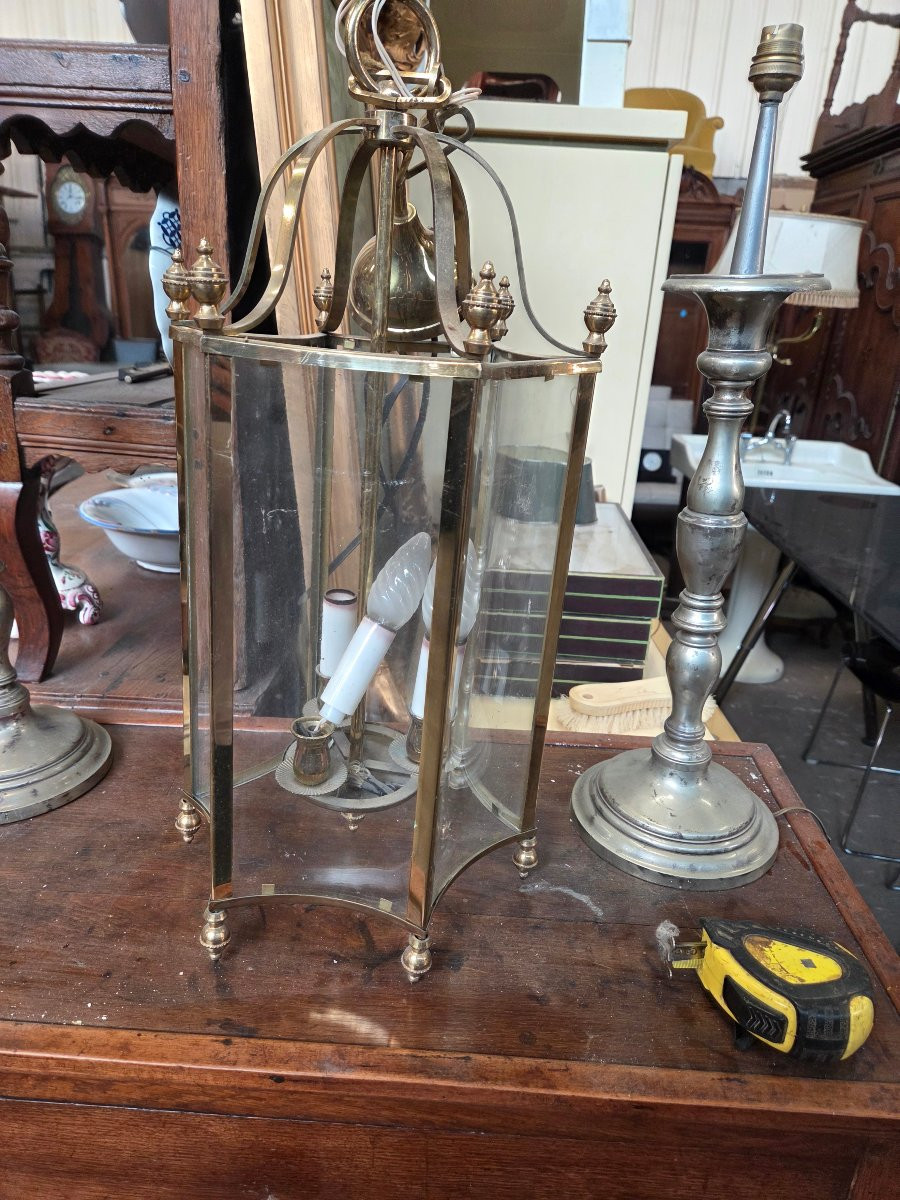 Lanterne en verre ( concave) et laiton des années 50 de la maison  Gau-photo-2