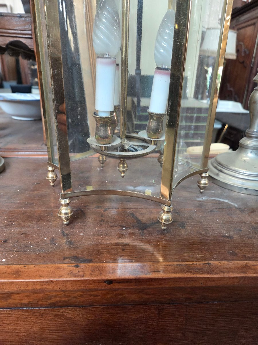 Lanterne en verre ( concave) et laiton des années 50 de la maison  Gau-photo-4
