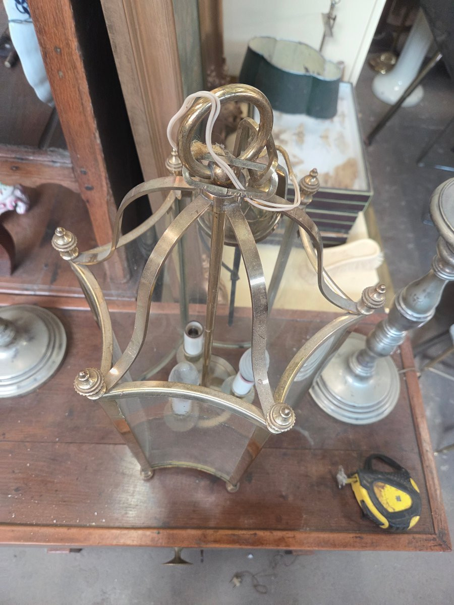 Lanterne en verre ( concave) et laiton des années 50 de la maison  Gau-photo-5