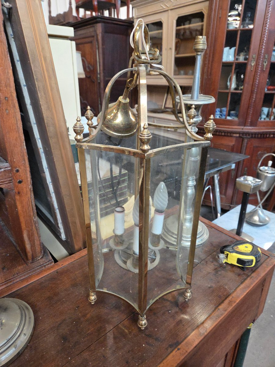 Lanterne en verre ( concave) et laiton des années 50 de la maison  Gau-photo-6