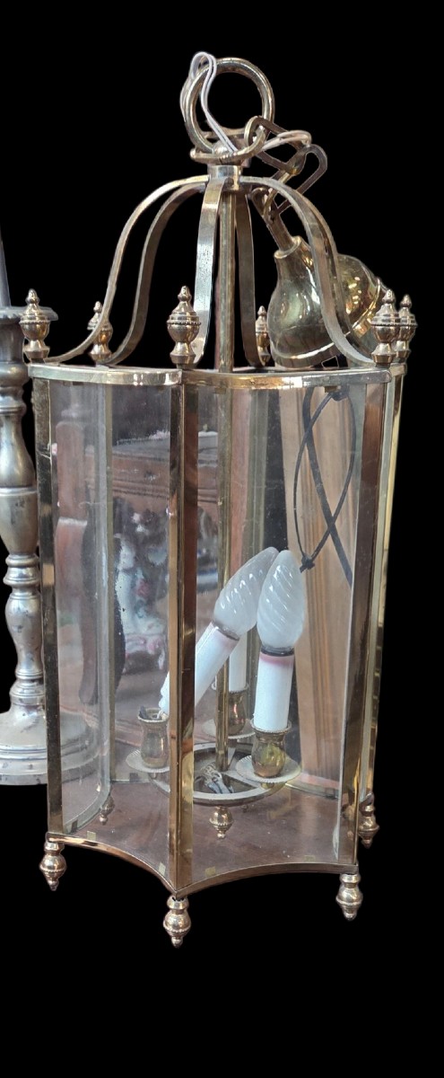 Lanterne en verre ( concave) et laiton des années 50 de la maison  Gau