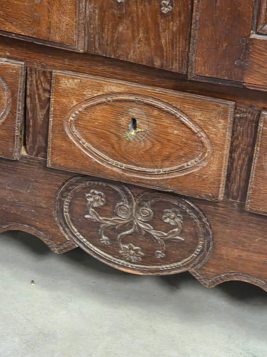 Armoire lorraine en chêne 3 panneaux ressorti et 3 tiroirs du 19ème Region de Rambervillers -photo-2