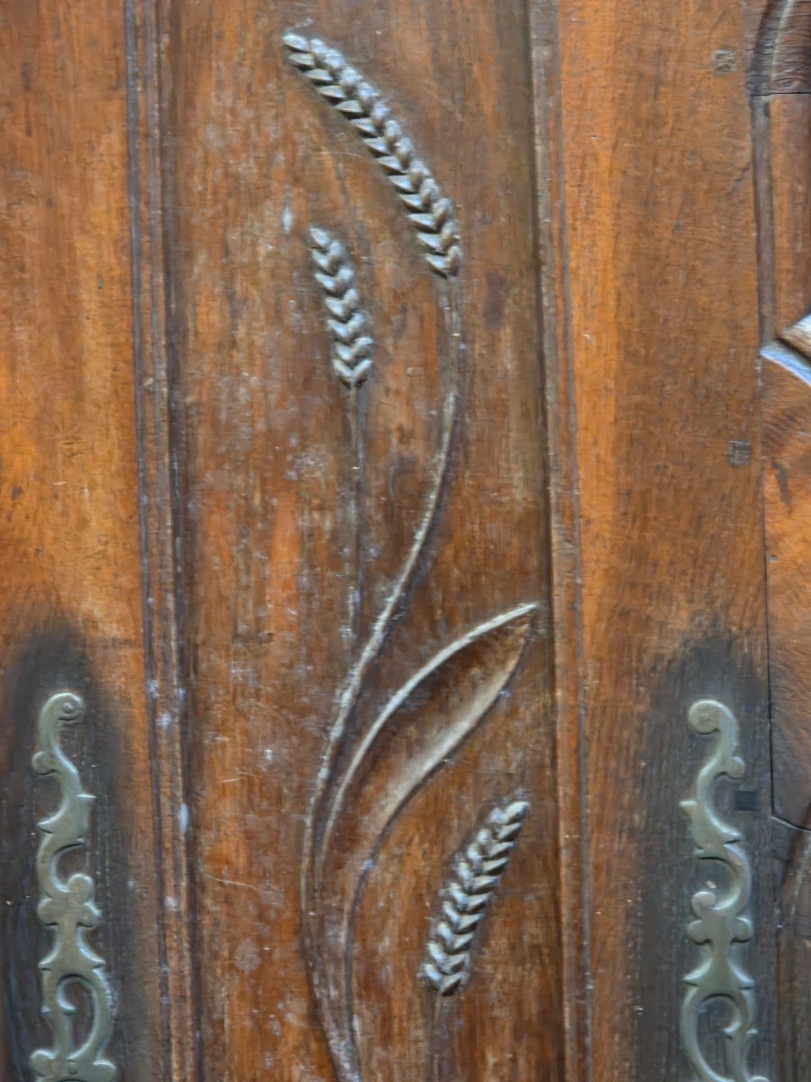 Armoire lorraine en chêne 3 panneaux ressorti et 3 tiroirs du 19ème Region de Rambervillers -photo-4