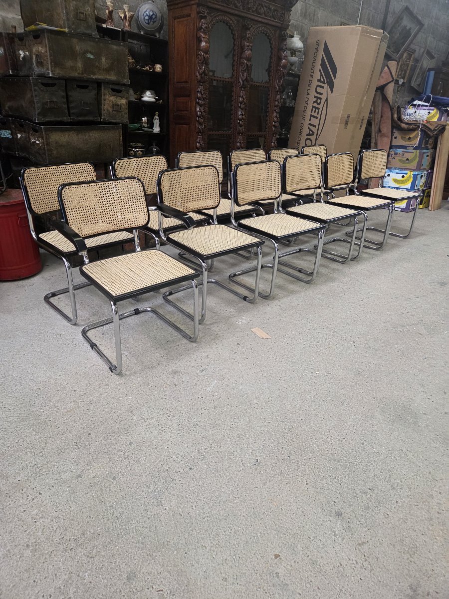 Set Of 1 B34 Armchair 11 Marcel Breuer B32 Cesca Chairs From A Factory Meeting Room-photo-4