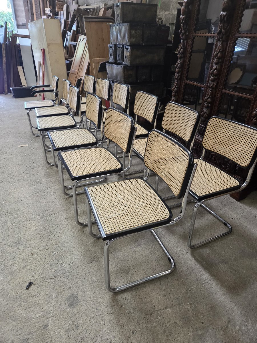 Set Of 1 B34 Armchair 11 Marcel Breuer B32 Cesca Chairs From A Factory Meeting Room-photo-3