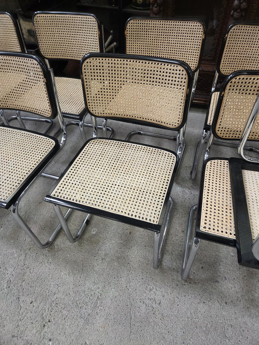 Set Of 1 B34 Armchair 11 Marcel Breuer B32 Cesca Chairs From A Factory Meeting Room-photo-7