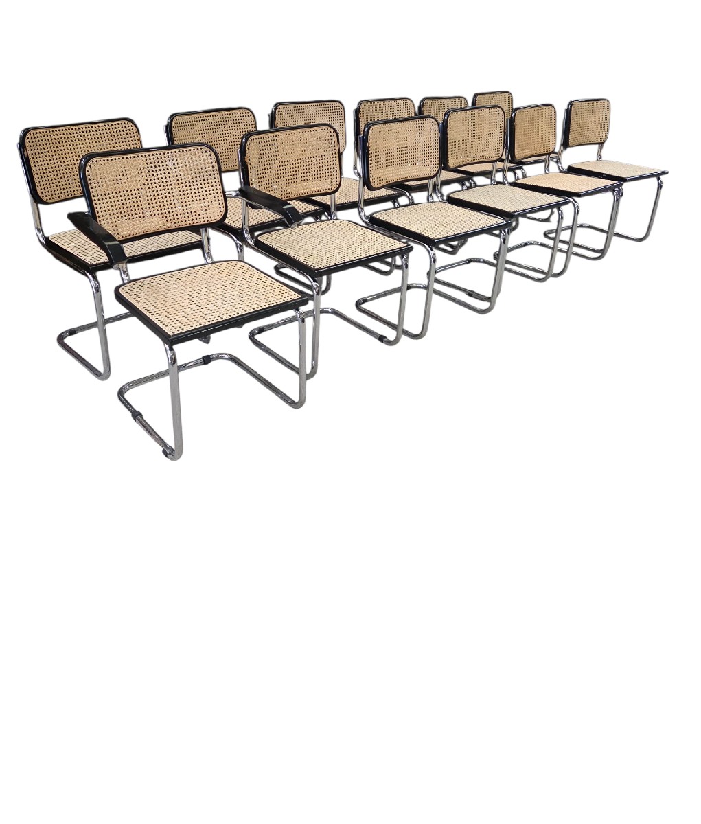 Set Of 1 B34 Armchair 11 Marcel Breuer B32 Cesca Chairs From A Factory Meeting Room