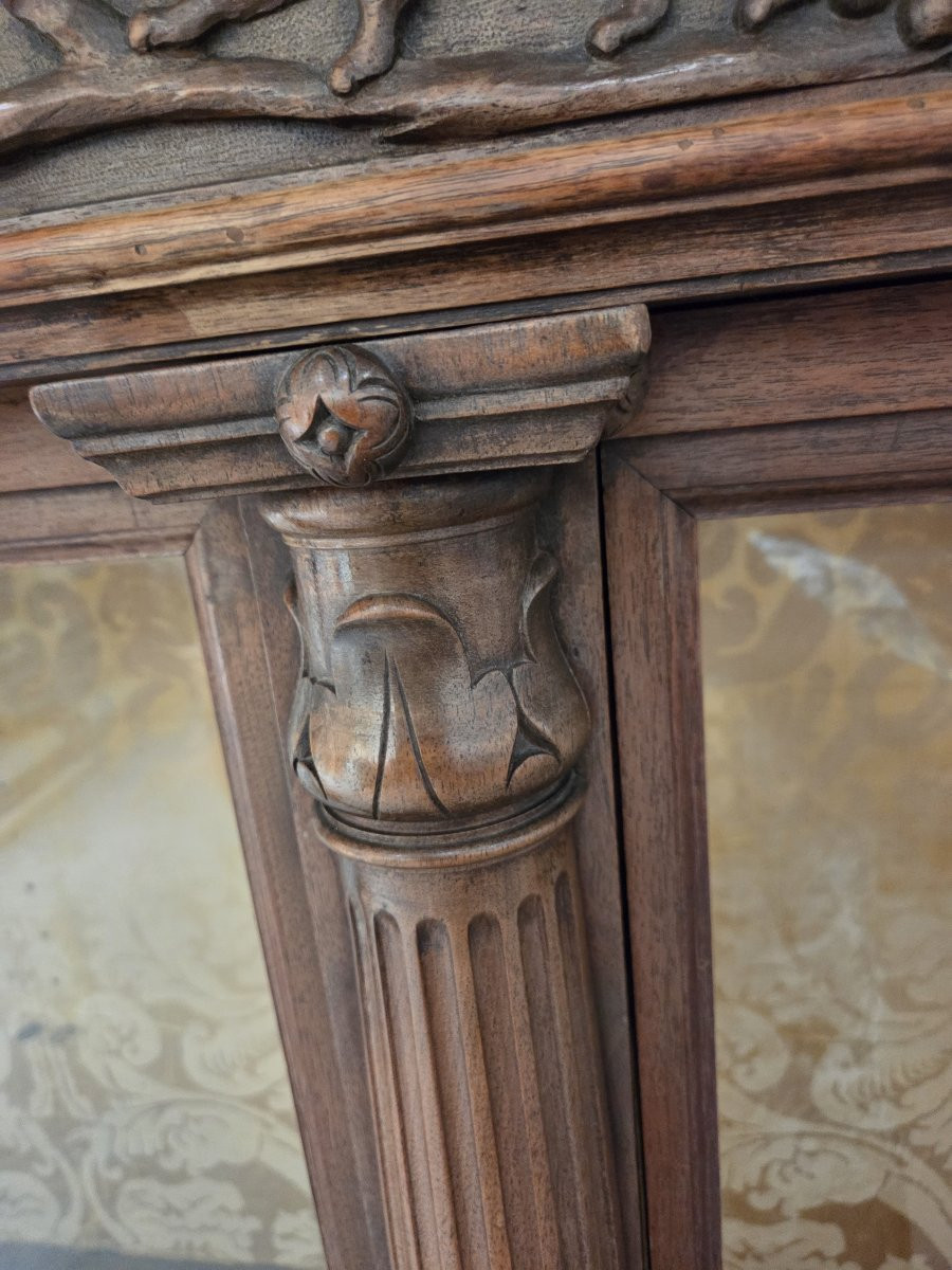 Richly Carved Renaissance Walnut Display Case Late 19th Early 20th Century-photo-7