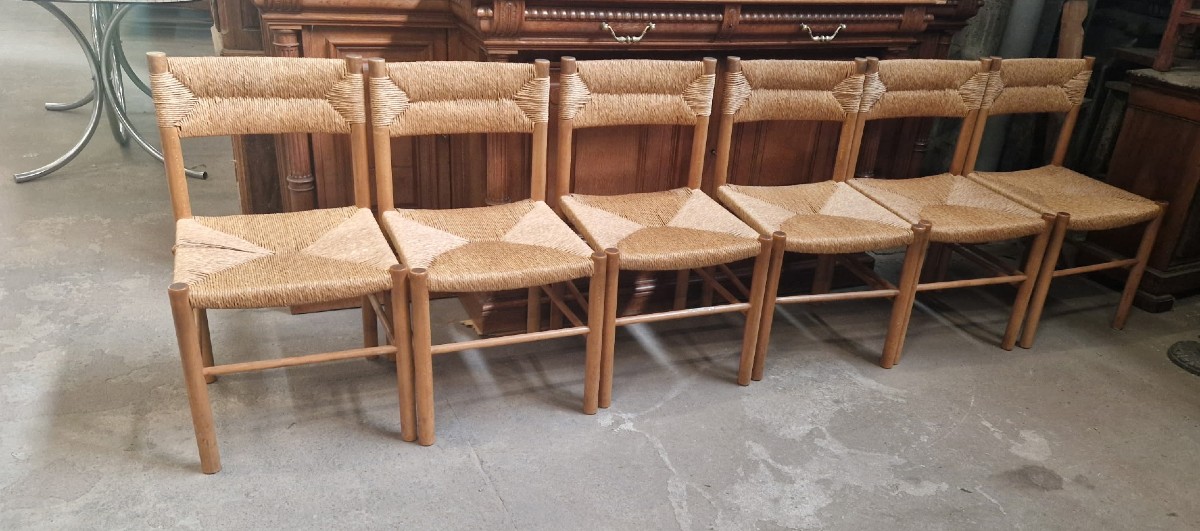 Suite de 6 chaises Dordogne de Charlotte Perriand  acheté en 1968