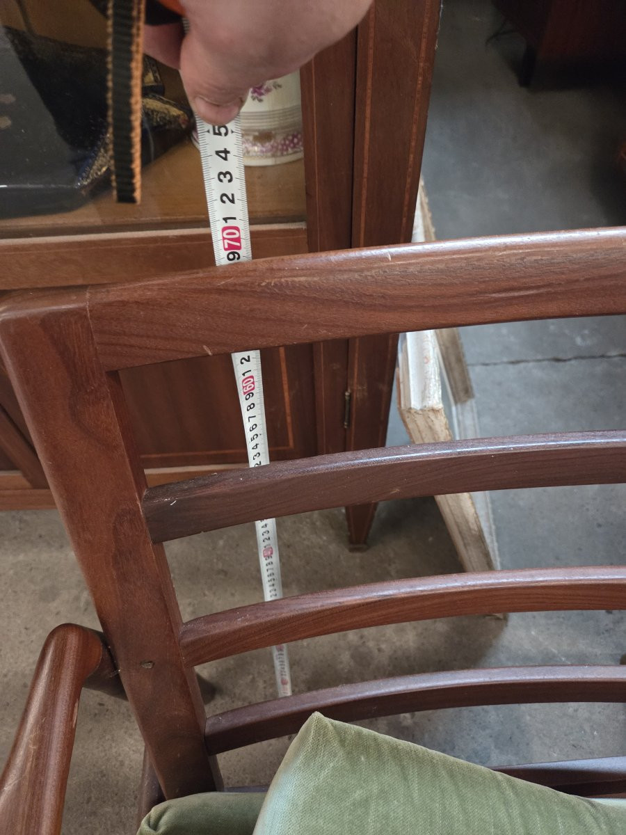 Set Of 5 Danish Teak Armchairs From The 60s (2 Different Backrest Heights)-photo-4