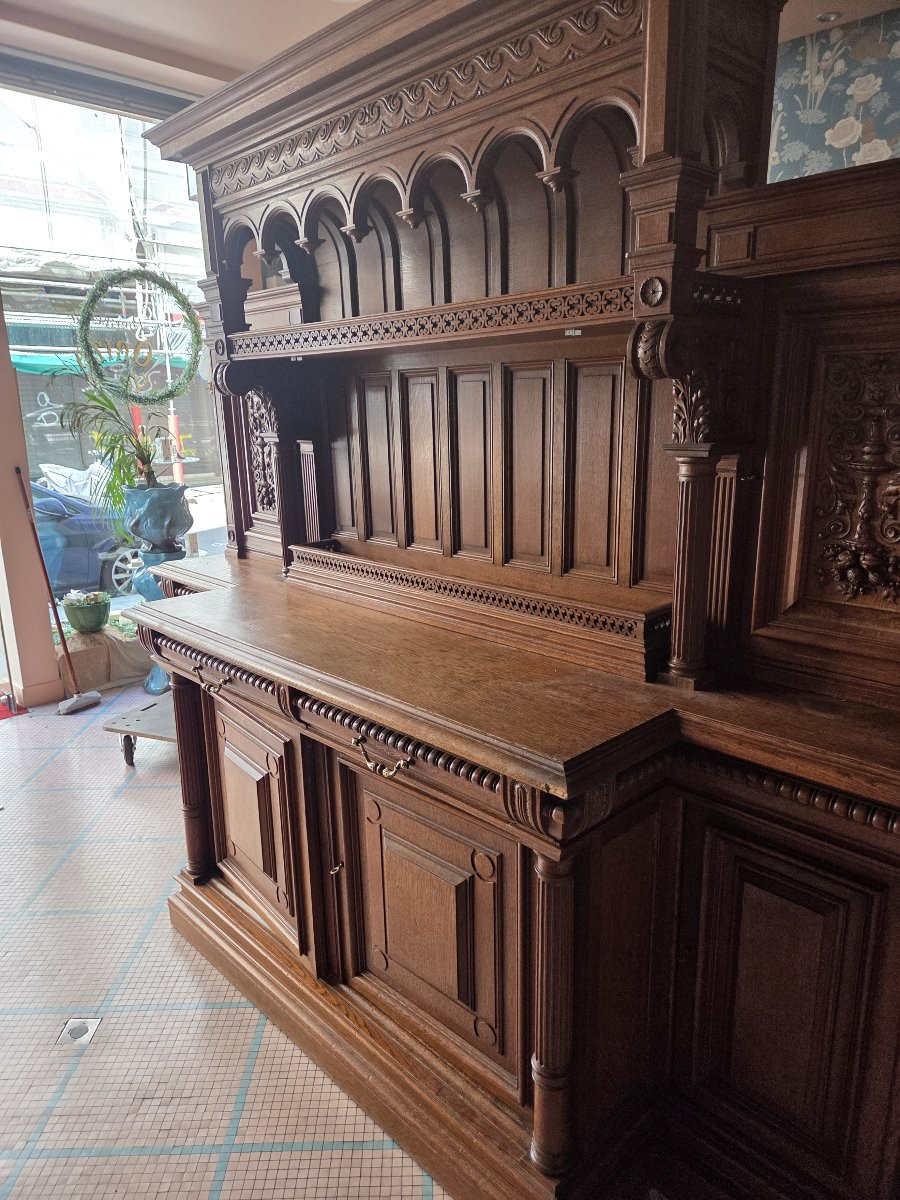 Very Large Renaissance-style Presentation Sideboard In Oak, Early 1900s-photo-5
